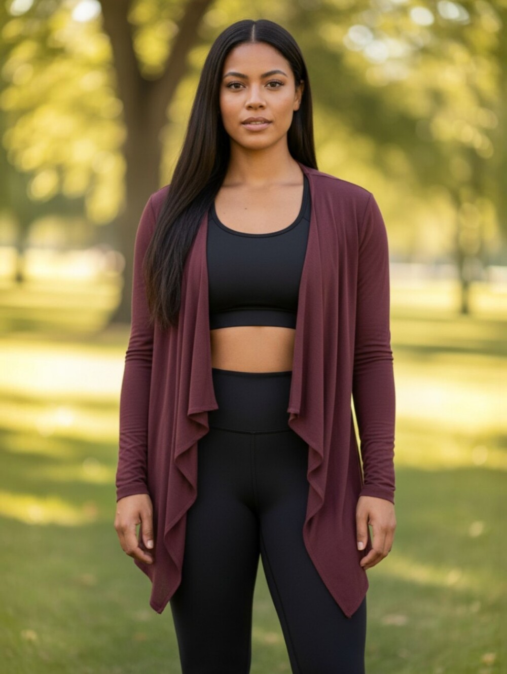 Torrid 2 Burgundy/ Maroon Waterfall Open Front Cardigan Size 2X GUC